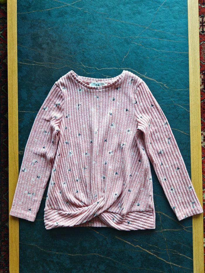 Haut en velours rose C&A 7 ans