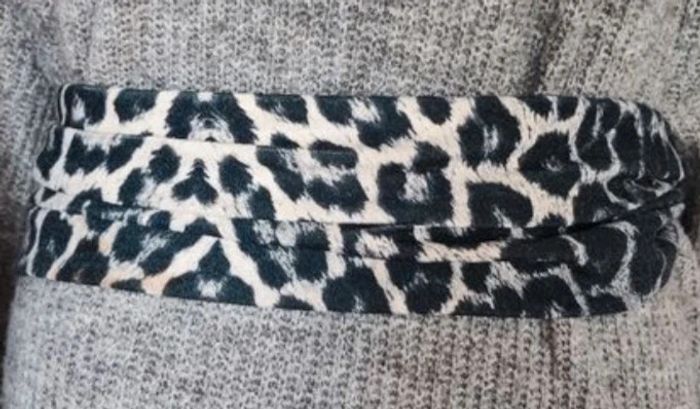 💎grosse ceinture cuir noir et doré vintage rare créateur 80s luxe créateur boucle tigre léopard - photo numéro 4