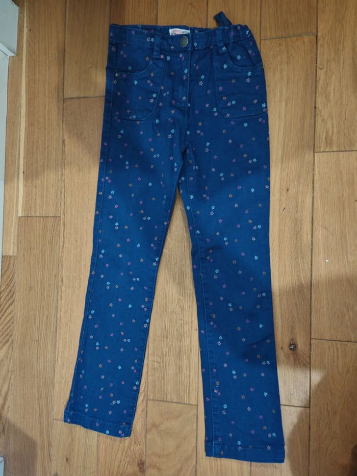 Jean fille Du Pareil au Même 7 ans (122 cm) 🌸 coupe slim fleurs colorées, taille ajustable