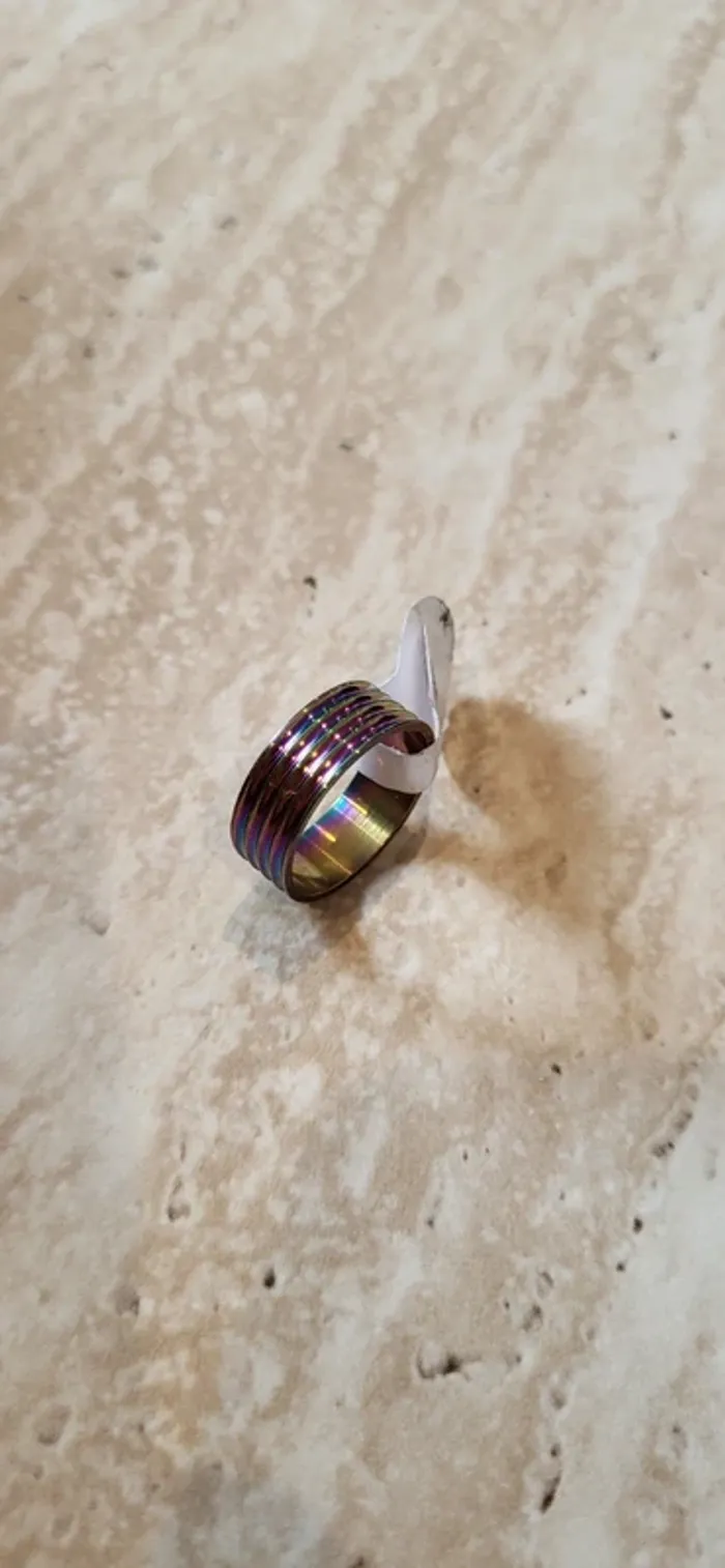 Bague multicolore effet arc-en-ciel – Taille 18 - Neuf