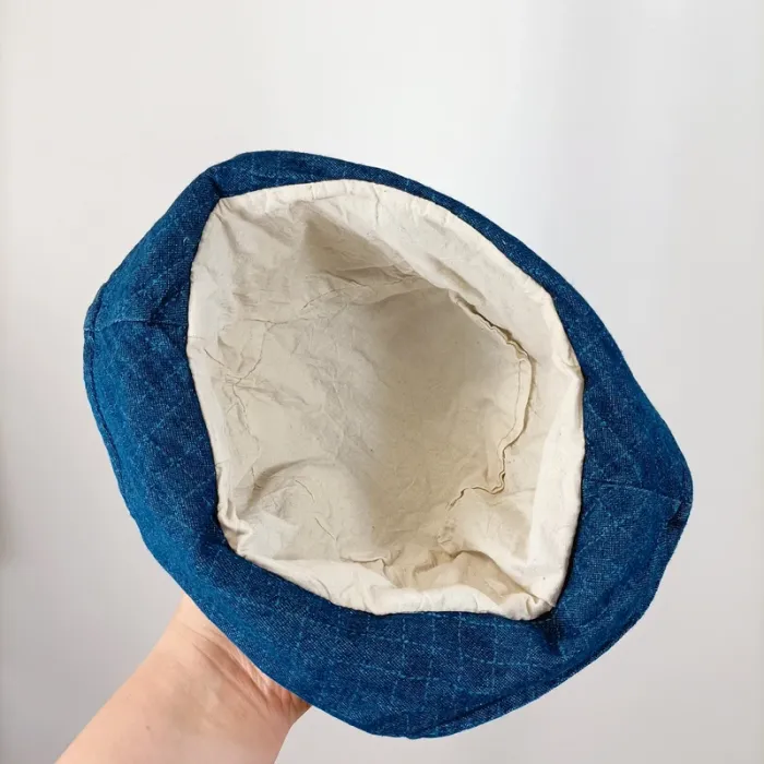 Bob enfant bleu denim chiné Maman Coud doublé coton, chapeau été bébé mixte T001 - photo numéro 5