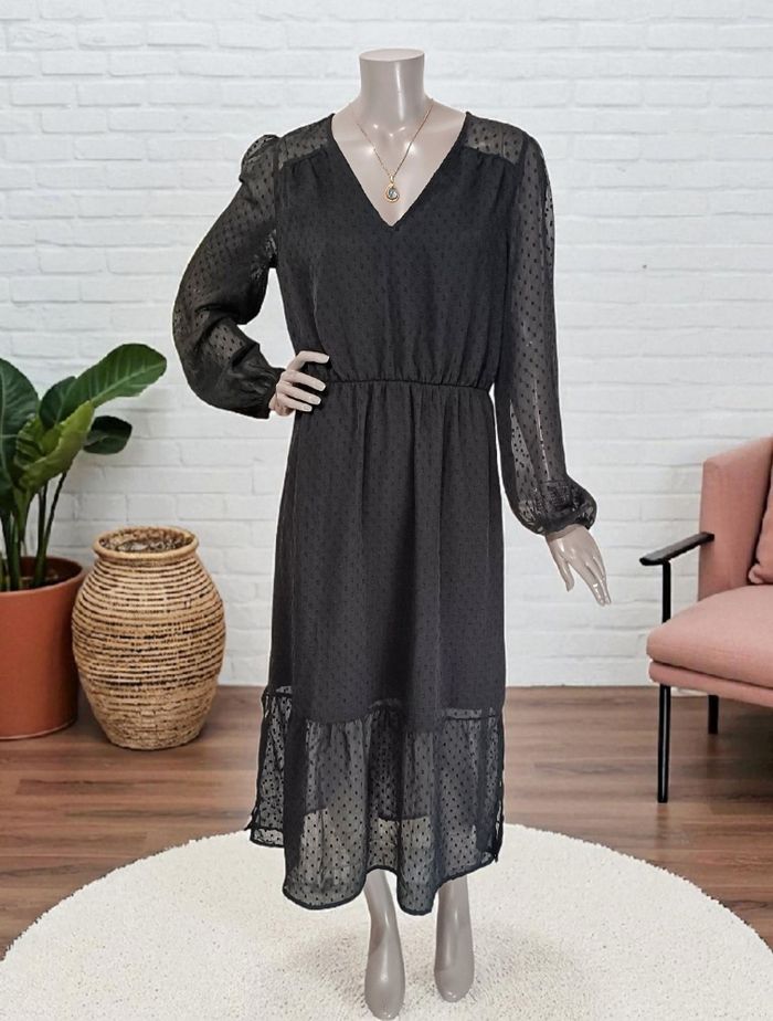 Robe noire plumetis Kiabi