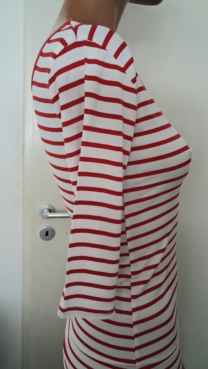 Top marinière rouge blanc Made in Italy manches 3/4 - photo numéro 7