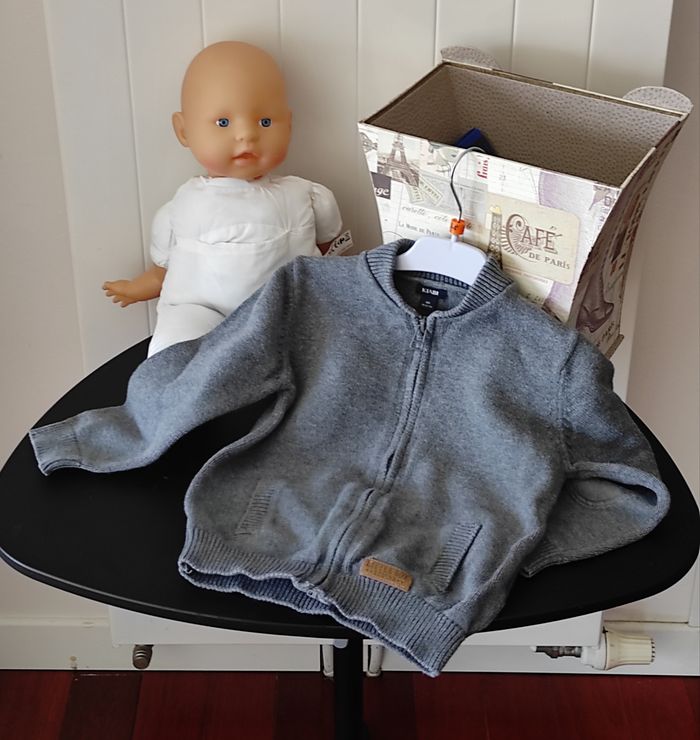 🧥 Gilet garçon – 4 ans – Coton épais – Gris