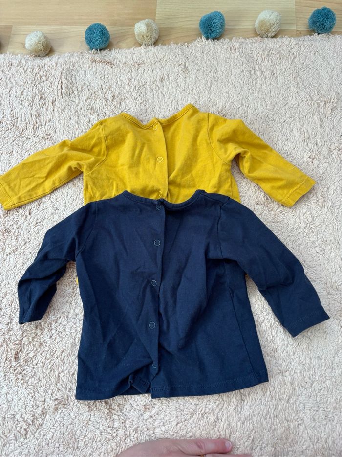 Lot de 2 t-shirts manches longues 3 mois vert baudet - photo numéro 2