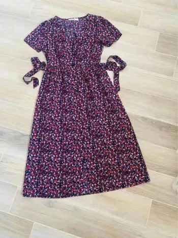 Robe longue femme base marine à boutons t38/40