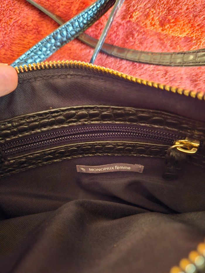 Sac bandoulière croco noir Monoprix - photo numéro 5