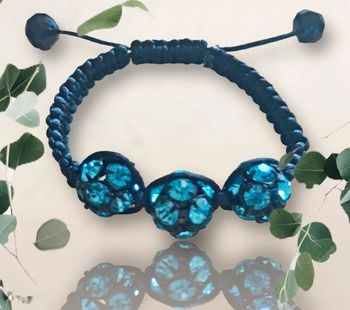 Bracelet ajustable macramé et perles de cristal de swarovski véritables bleu Boutique Création Etsy