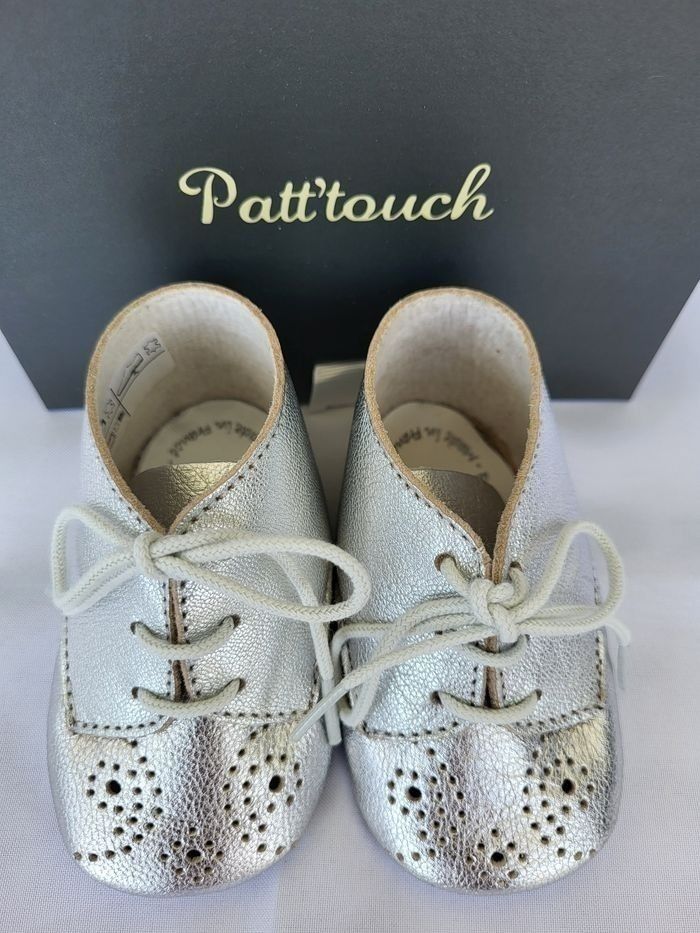 Chaussures bébés en cuir argenté Point 18 Made in France 🇨🇵