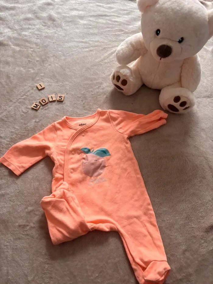 Pyjama orange dessin pêche GÉMO - 1 mois
