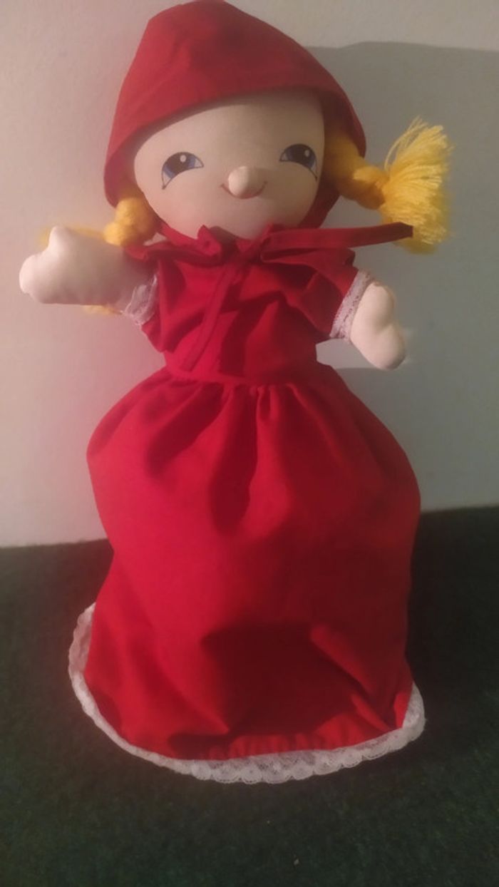 poupée réversible '' 3 en 1 '' le petit chaperon rouge la grand-mère le loup