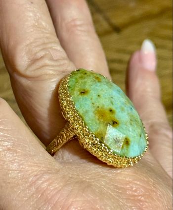 Grosse bague réglable HABAHA Paris acier inoxydable or chyroprase véritable de qualité 