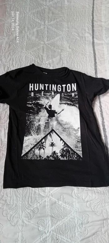 Tee-shirt estival thème surf noir garçon 12 ans kiabi