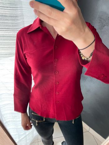 Chemise bordeaux manche 3/4