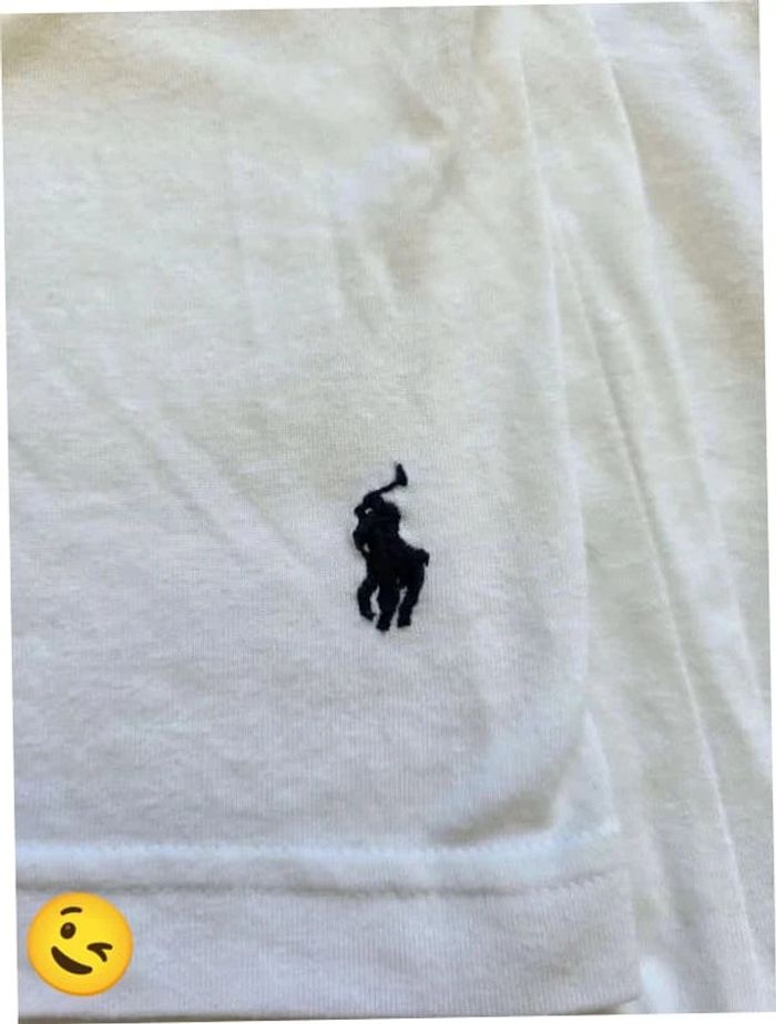 T-shirt Ralph Lauren M coupe col V blanc Homme Men tee104 - photo numéro 2