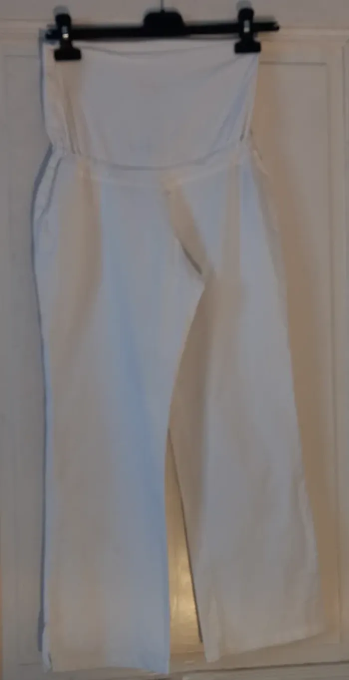 Pantalon blanc de grossesse t.36 large/ maternité - photo numéro 3