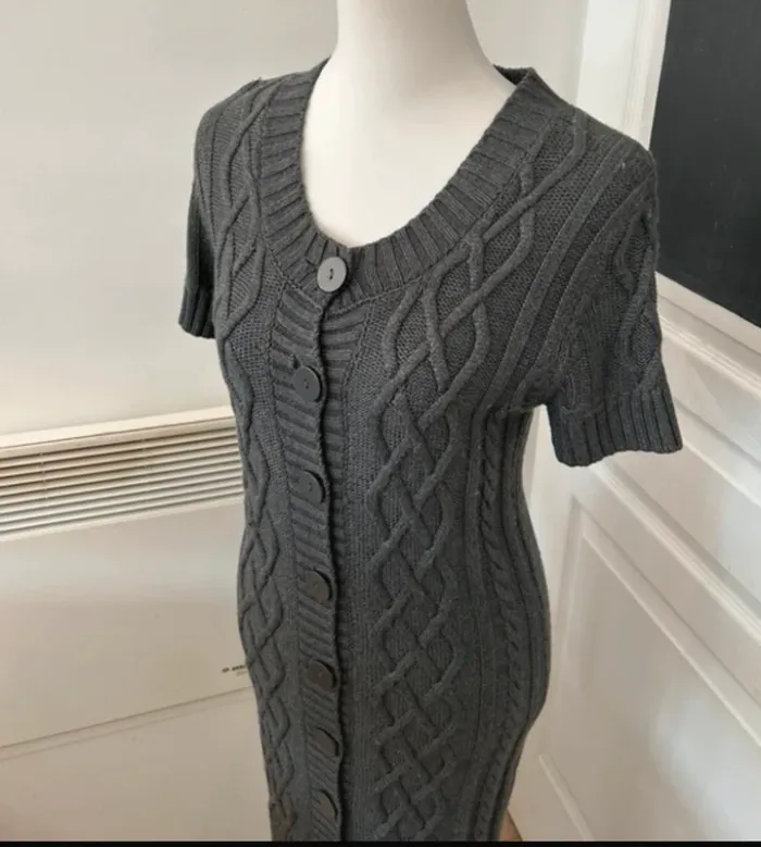 123 robe pull boutonné, grise femme, taille 38 - photo numéro 2