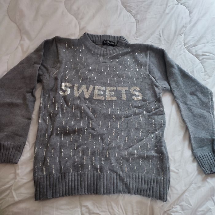 Pull gris 10 ans avec brillant