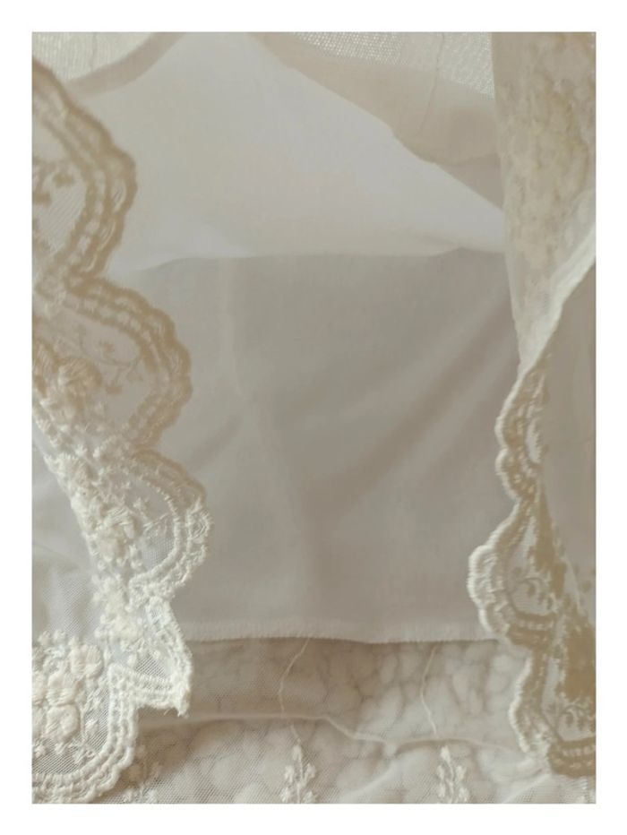 Haut blanc Paola à manches longues et dentelle florale - Taille 42 - style bohème - - photo numéro 3