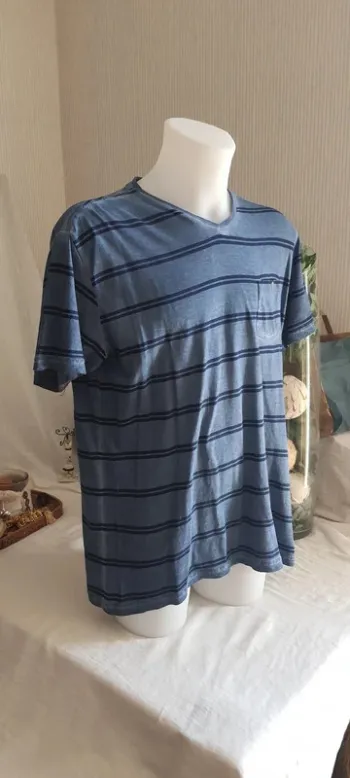 Tee-shirt homme bleu rayé "TEX" taille XL