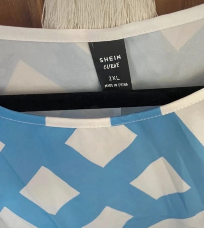 Robe neuve forme trapèze bleu blanc - photo numéro 2