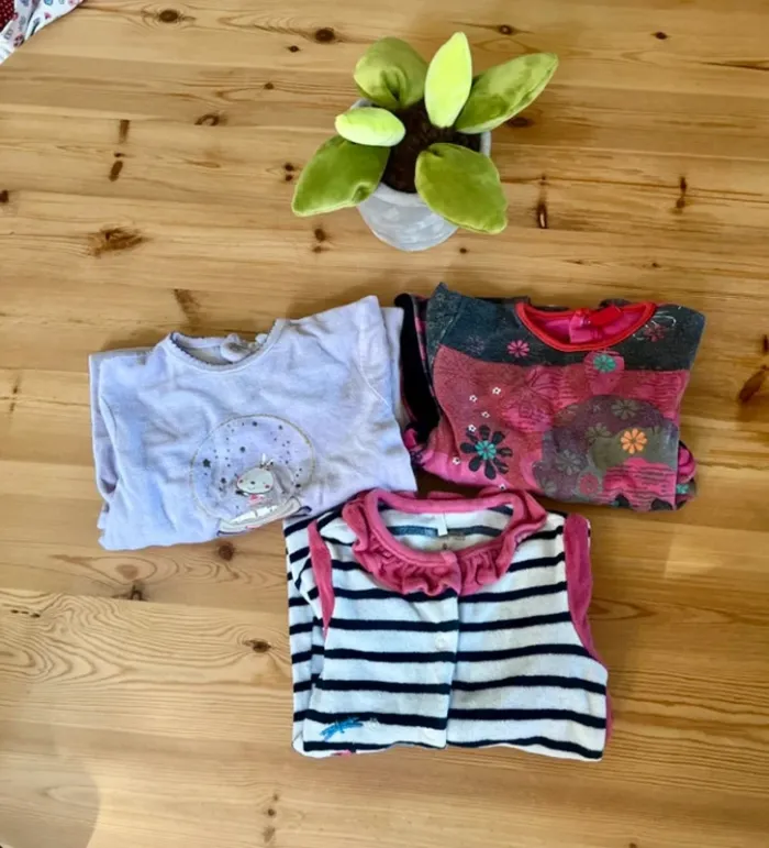 Lot de 3 dors bien pyjama grenouillère velour hiver 9 mois - photo numéro 2