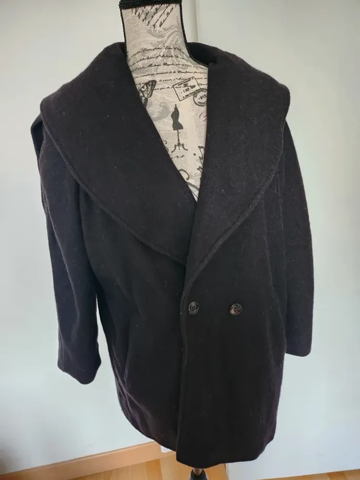 Superbe Manteau oversize noir col châle – chic & cosy - photo numéro 3