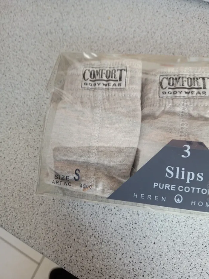 Lot de 3 slips en coton pur confort très classique coloris gris taille s - photo numéro 2