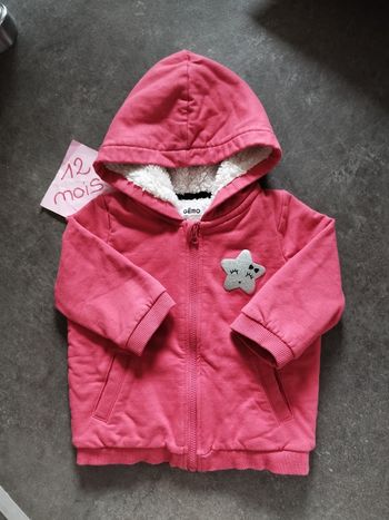 Veste rose molletonnée 12 mois