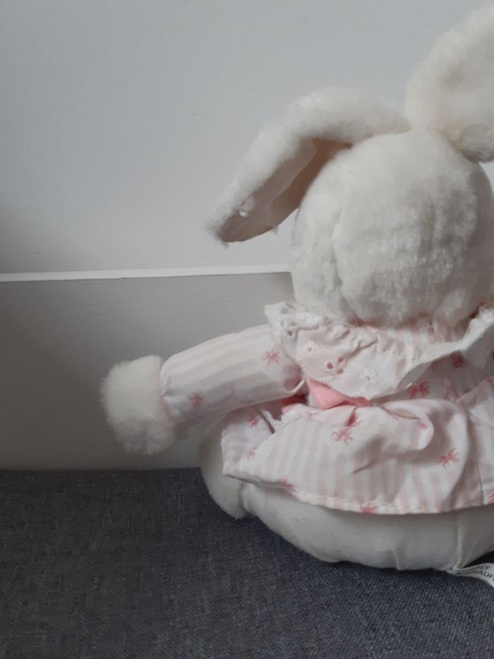 Peluche Lapin 🐰 blanc et rose vintage Gipsy - photo numéro 8