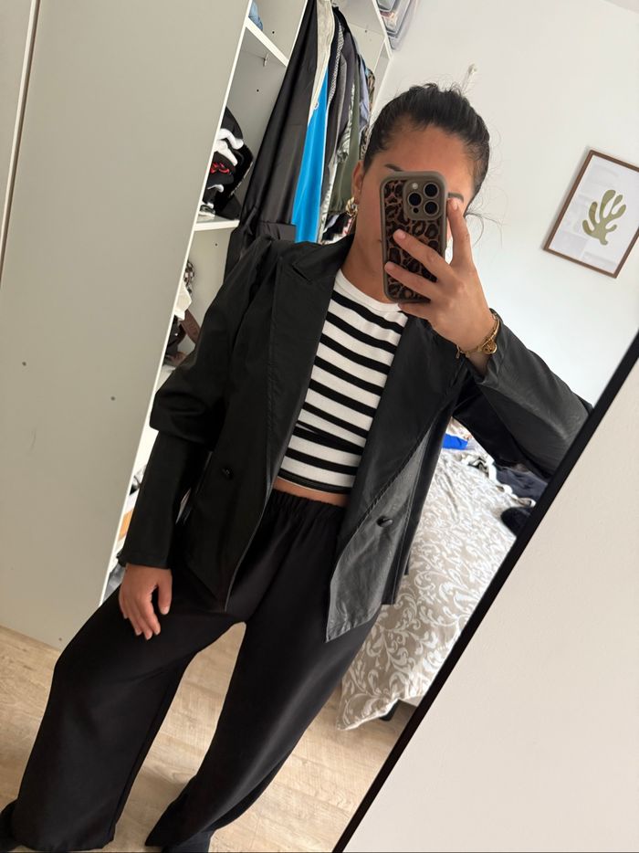 Veste blazer similicuir noire