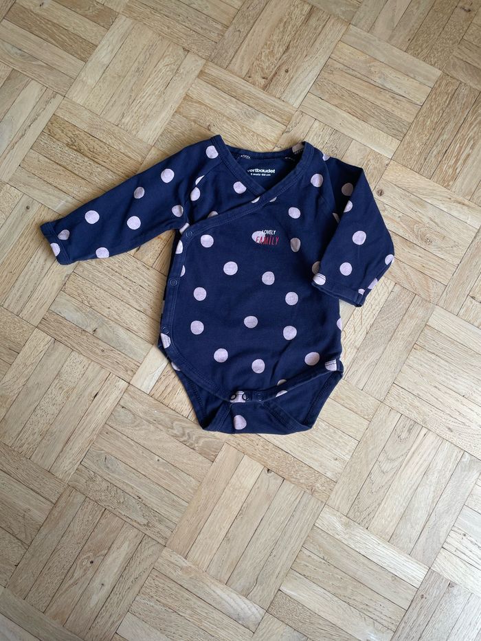 Ensemble maman-bébé pois – chemise de nuit T36 + body 3 mois - photo numéro 3