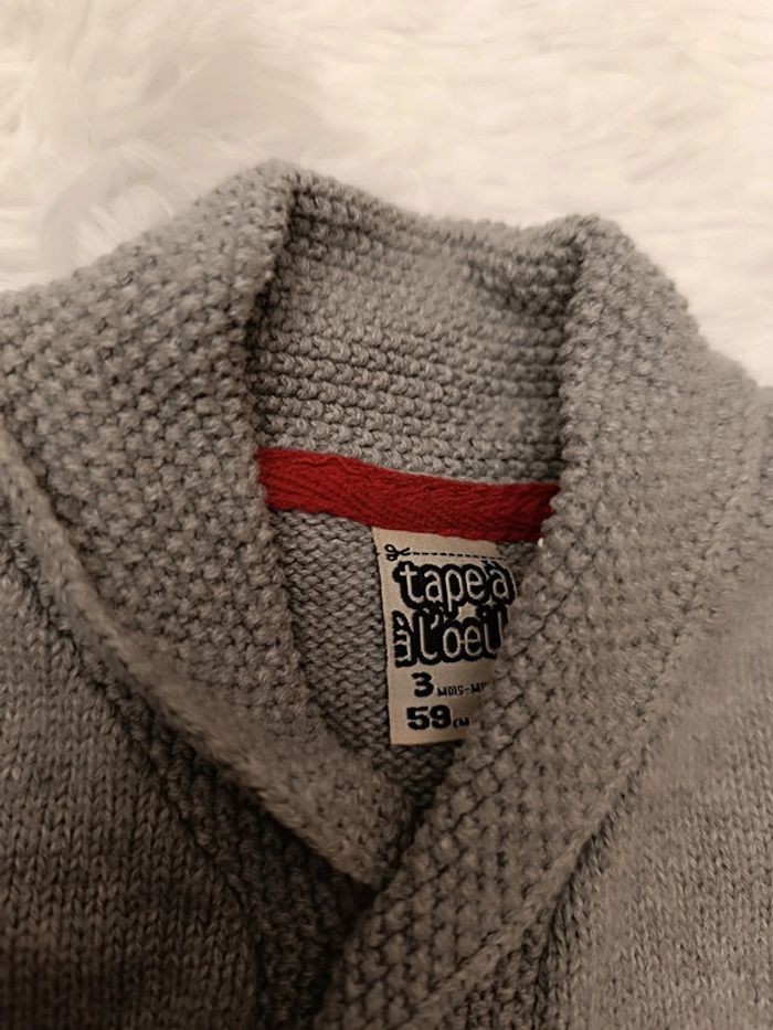 Cardigan - Gilet col châle T. 3 mois TAO - photo numéro 3