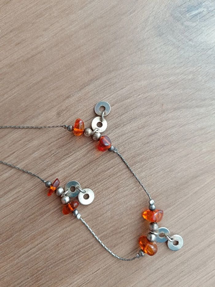 Collier ambre et argent - photo numéro 5