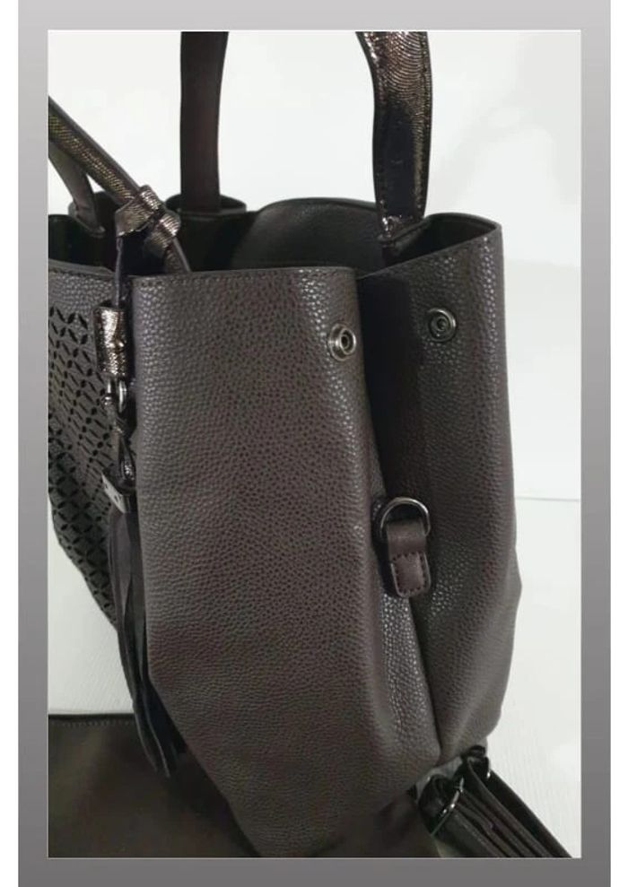 Sac marron en simili cuir avec pochette à l'intérieur 38x28 cm - photo numéro 3