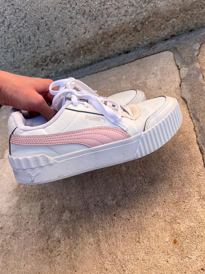 Basket puma rose blanches et beige - photo numéro 5