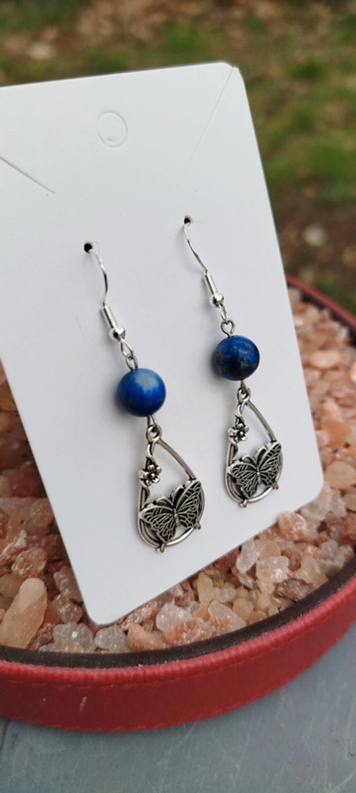 Boucles d'oreilles en Argent🦋Agate Impériale - photo numéro 3