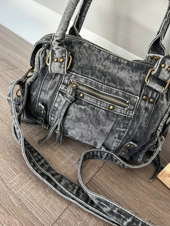 Sac à main en jean effet vintage - 25 x 16 x 12 cm - photo numéro 3