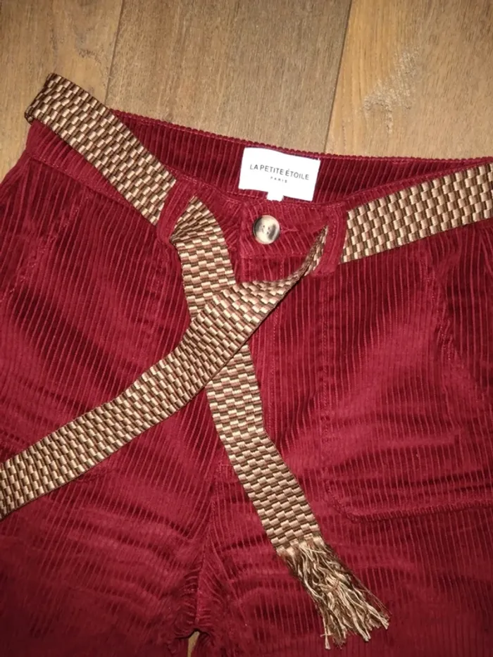 Pantalon La Petite Étoile T36 – velours côtelé bordeaux coton - photo numéro 4