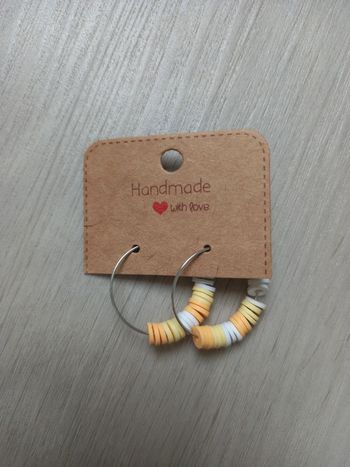 Boucles d'oreilles annaux jaune-blanc neuf fait main