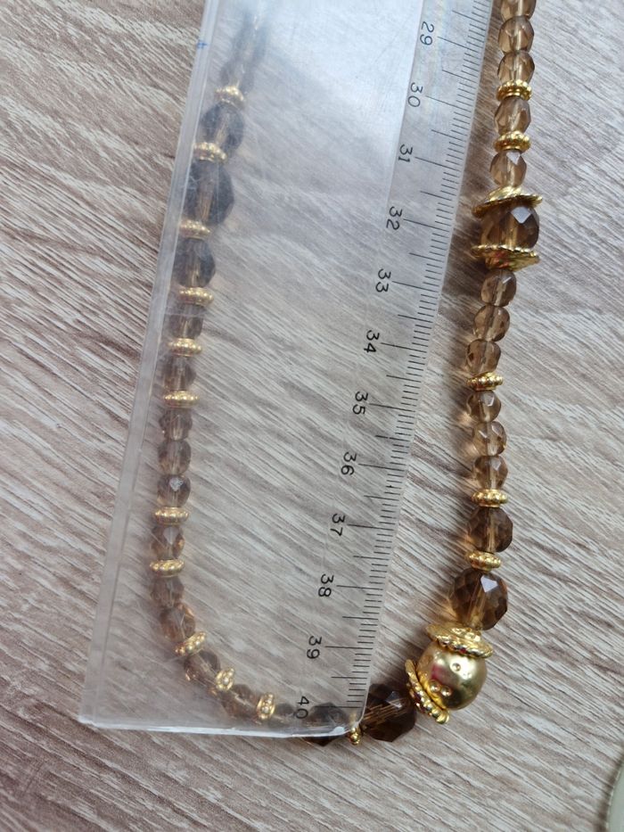 Collier long tons doré et marron - photo numéro 8