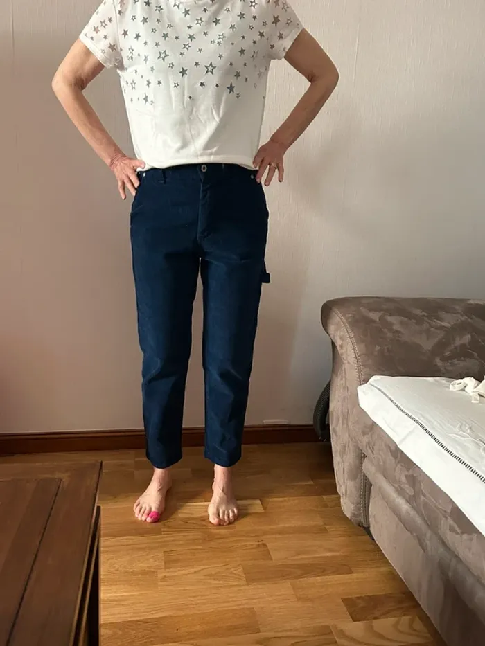 Please pantalon,chino en velours, côtelé bleu femme, taille xs/34/36 - photo numéro 5