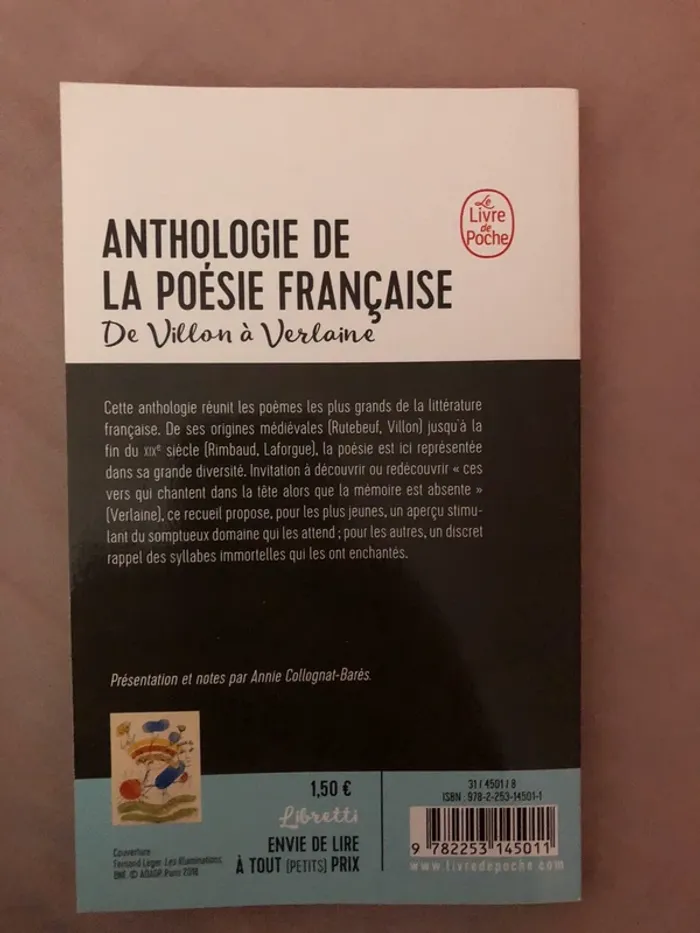 anthologie de la poésie française De villon à Verlaine - photo numéro 2