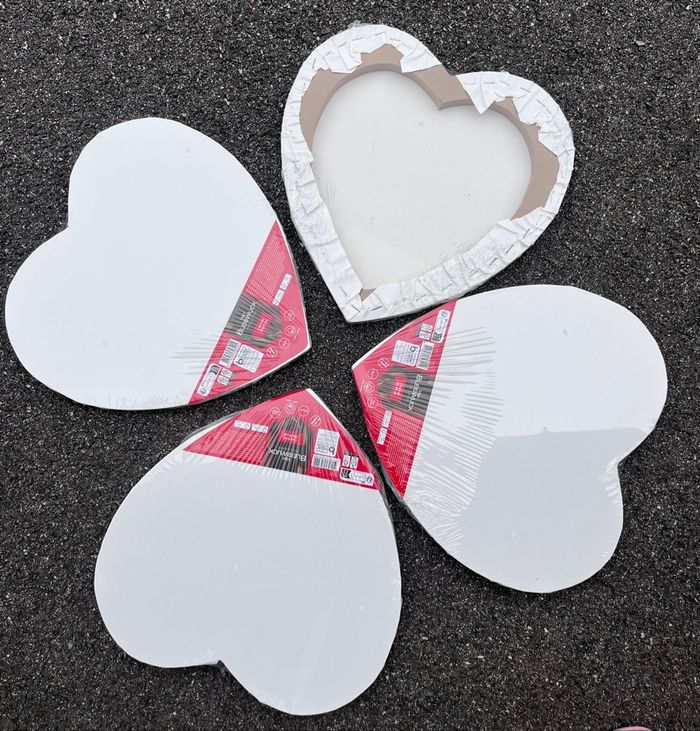 Lot de 4 toiles cœur
