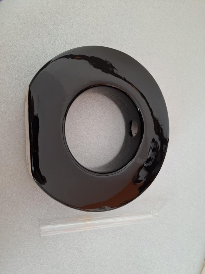 Joli vase soliflore rond céramique noire design très bon état - photo numéro 7