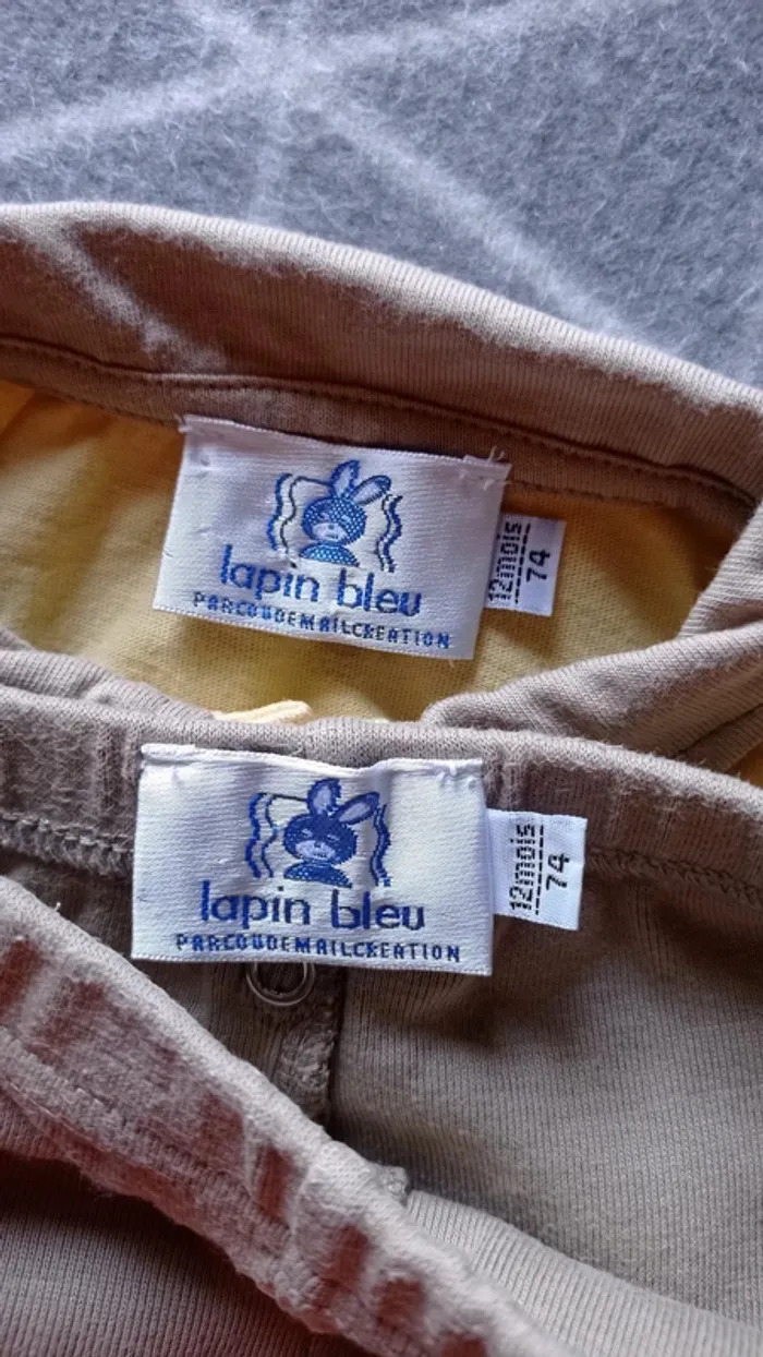 🦁Ensemble polo manches longues et pantalon, Lapin bleu, 12 mois 74cm - photo numéro 4