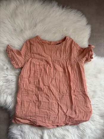 Robe gaz de coton vieux rose 9 mois