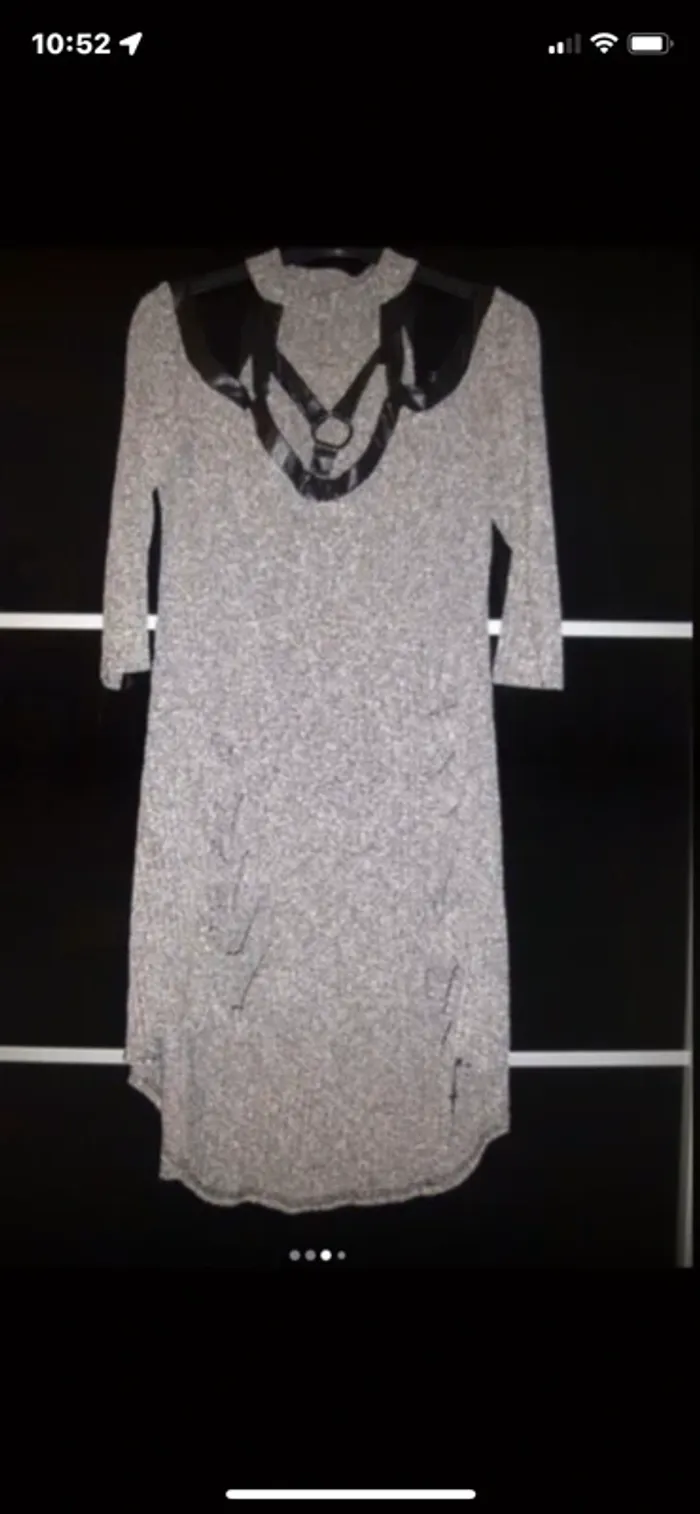 robe tunique Rosegal grise, col simili cuir, épaules dénudées taille XXL = 48/50 existe en xxxl = 52 - photo numéro 3