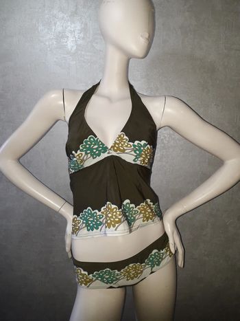maillot de bain 2 pièces marron et coloré taille 36/38