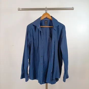 Chemise homme bleu foncé Pierre Cardin, col à motif, taille 41 1311